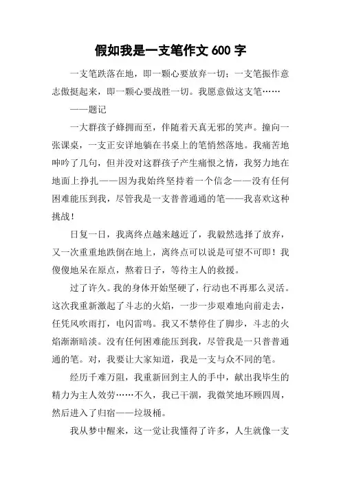 假如我是一支笔作文600字