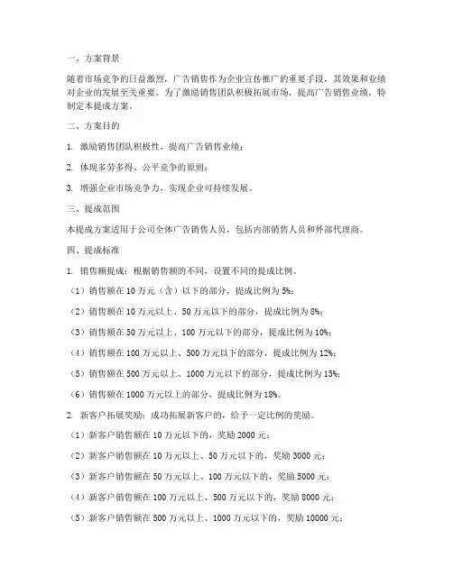 广告销售提成方案