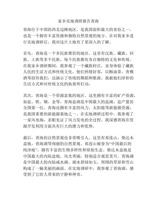 家乡实地调研报告青海