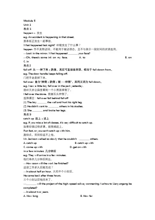 Module 5知识点外研版英语九年级下册