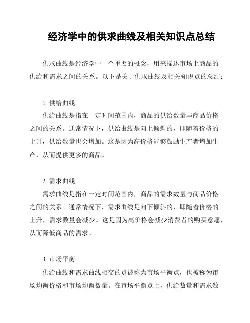 经济学中的供求曲线及相关知识点总结
