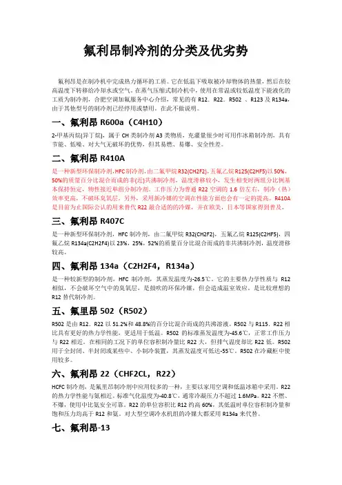 氟利昂制冷剂的分类和优劣势