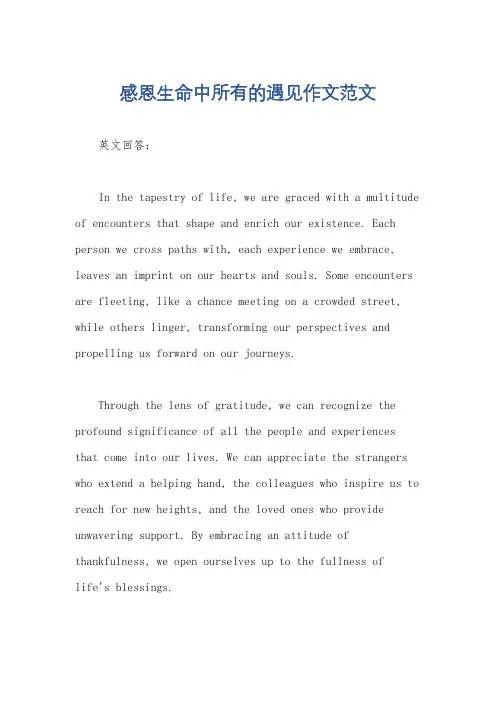 感恩生命中所有的遇见作文范文