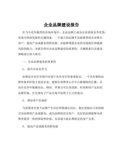 企业品牌建设报告