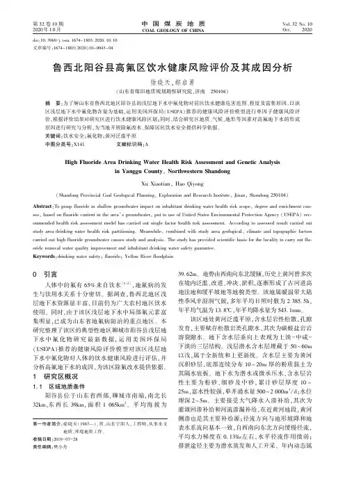 鲁西北阳谷县高氟区饮水健康风险评价及其成因分析