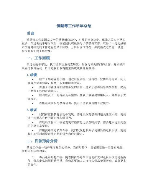 镇禁毒工作半年总结