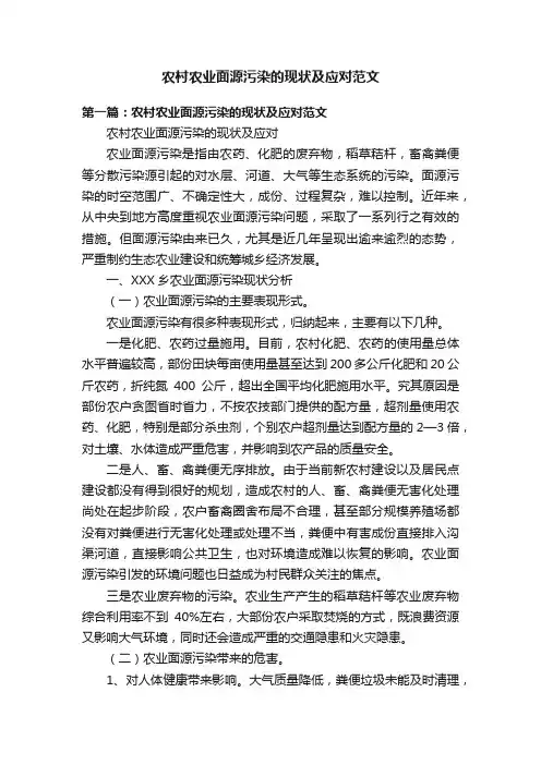 农村农业面源污染的现状及应对范文
