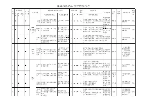 IATF16949风险机遇识别评估分析范例