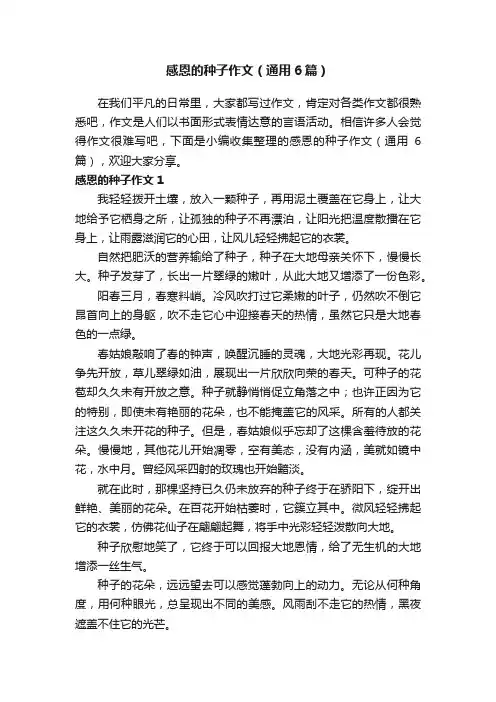 感恩的种子作文（通用6篇）