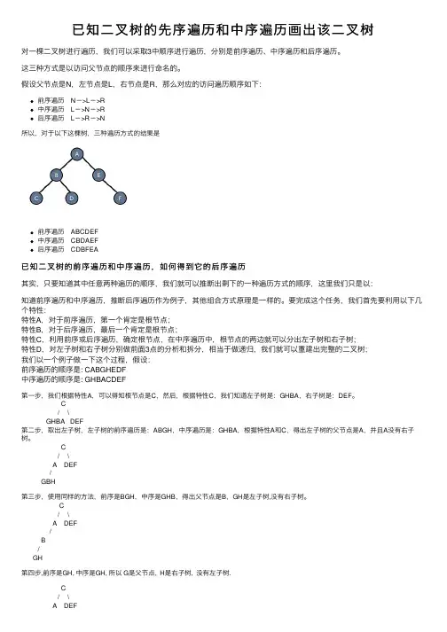 已知二叉树的先序遍历和中序遍历画出该二叉树