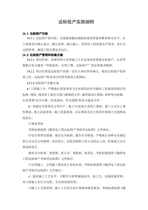 达标投产实施细则