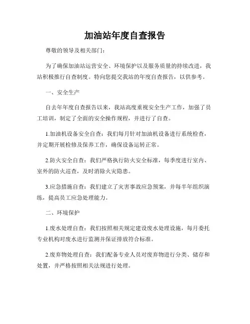 加油站年度自查报告