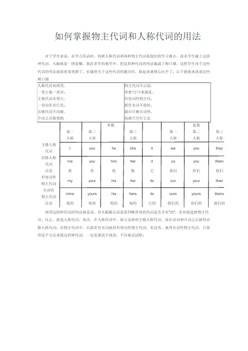 如何掌握物主代词和人称代词的用法