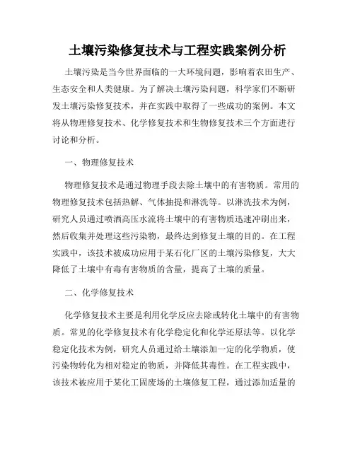 土壤污染修复技术与工程实践案例分析
