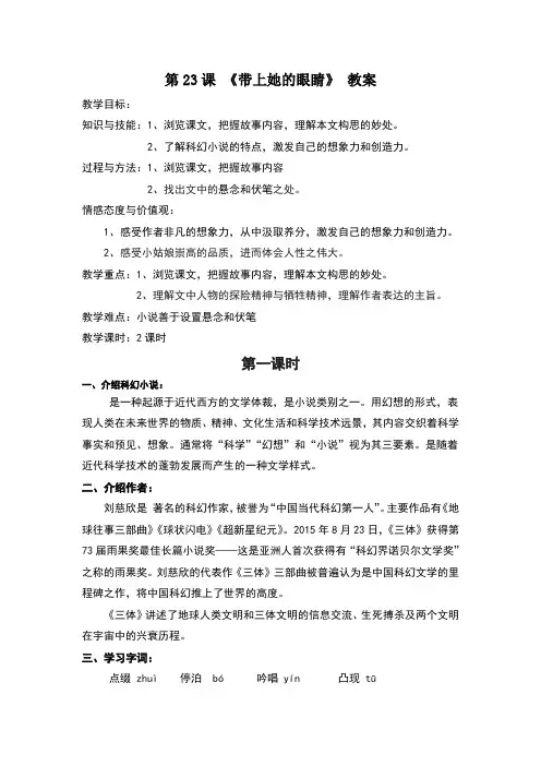 带上她的眼睛教案