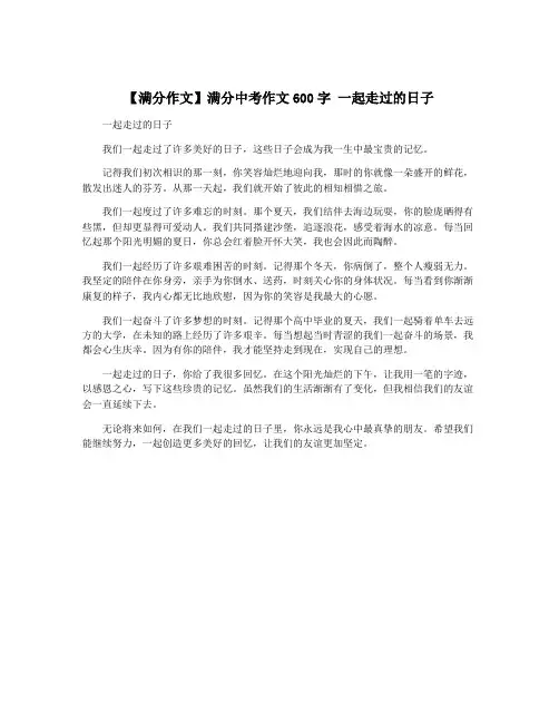 【满分作文】满分中考作文600字 一起走过的日子