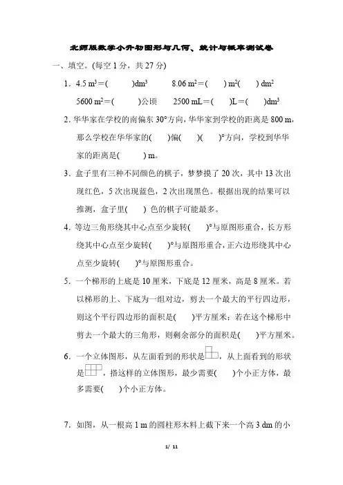 北师版数学小升初图形与几何、统计与概率测试卷含答案