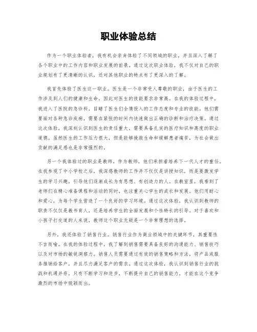 职业体验总结