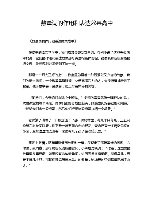 数量词的作用和表达效果高中
