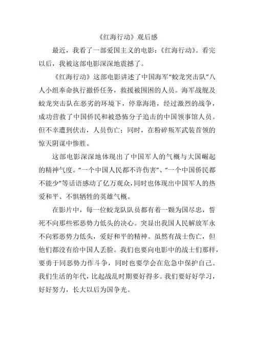 《红海行动》观后感  汪子元