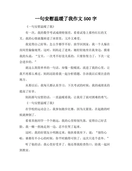 一句安慰温暖了我作文500字