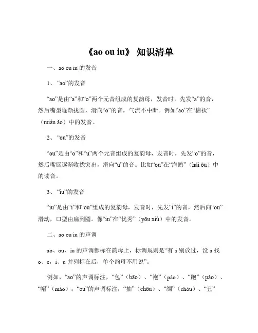 《ao ou iu》 知识清单