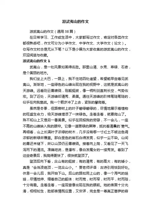 游武夷山的作文（通用38篇）