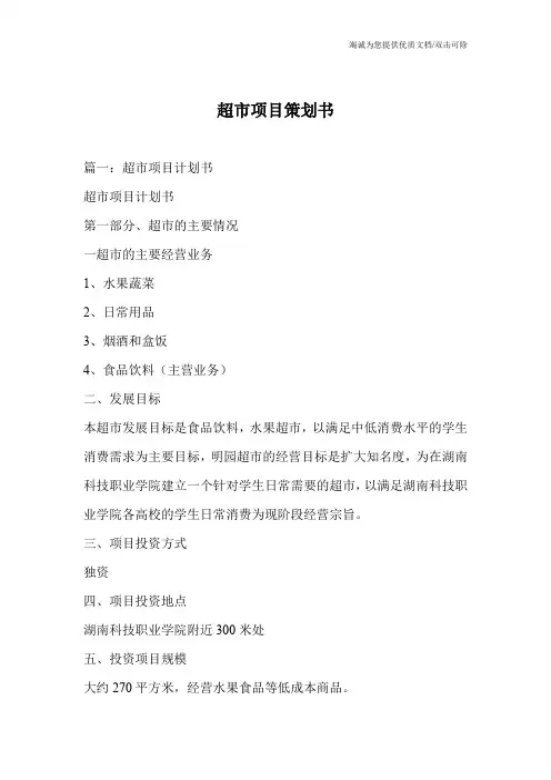 超市项目策划书