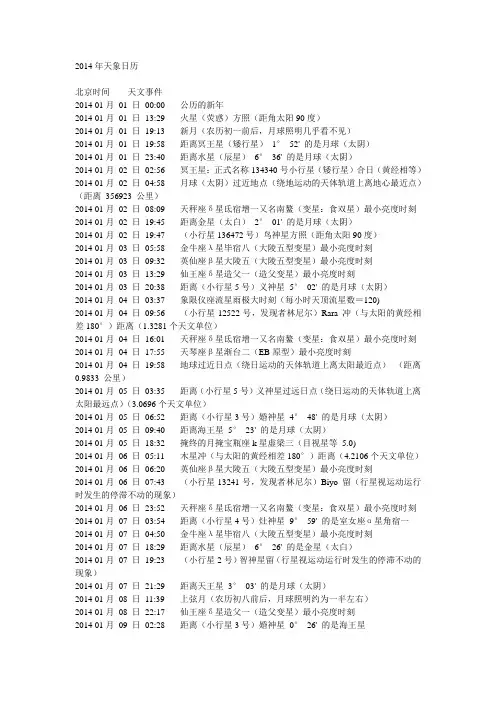 2014年度天象日历