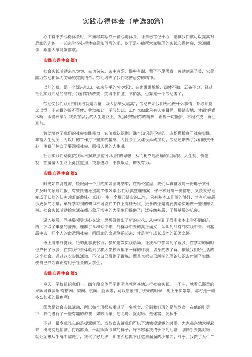 实践心得体会（精选30篇）