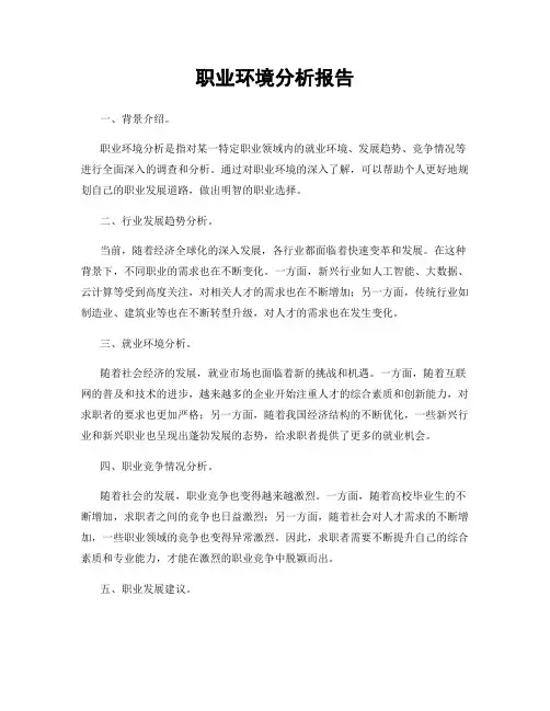 职业环境分析报告