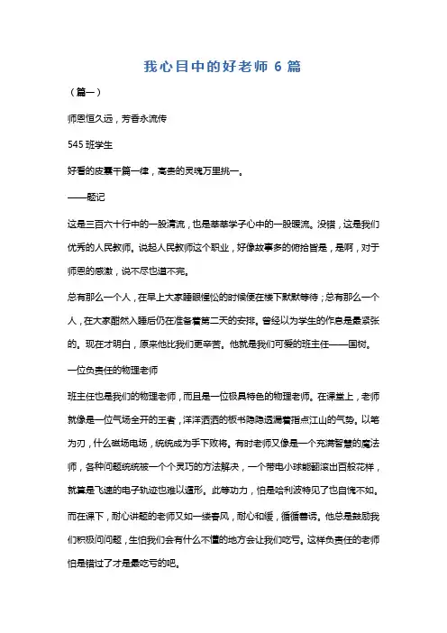 我心目中的好老师6篇