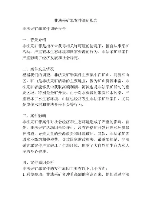 非法采矿罪案件调研报告