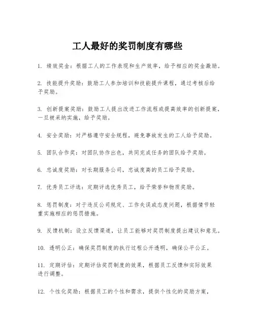 工人最好的奖罚制度有哪些