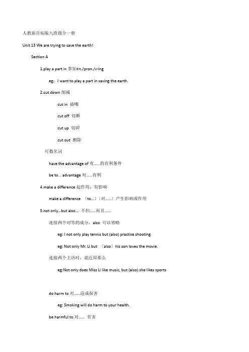 Unit13单元知识点人教版英语九年级全册
