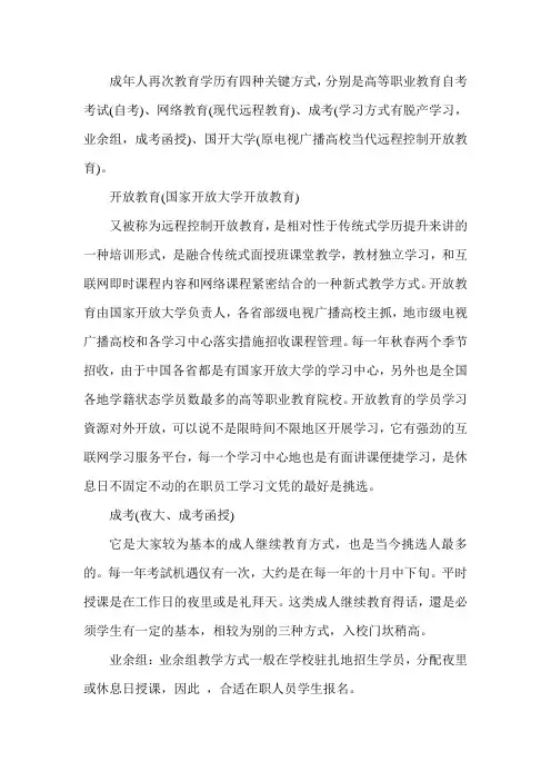四种成人教育形式,你知道多少-