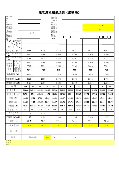 台背压实度快速计算(灌砂法)