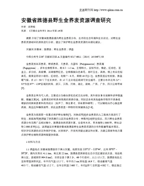 安徽省旌德县野生金荞麦资源调查研究