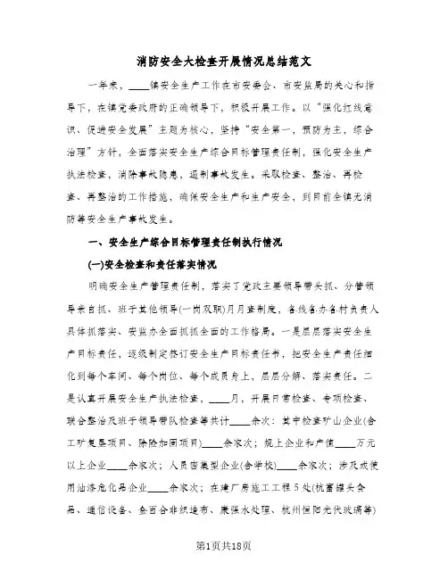 消防安全大检查开展情况总结范文(五篇)