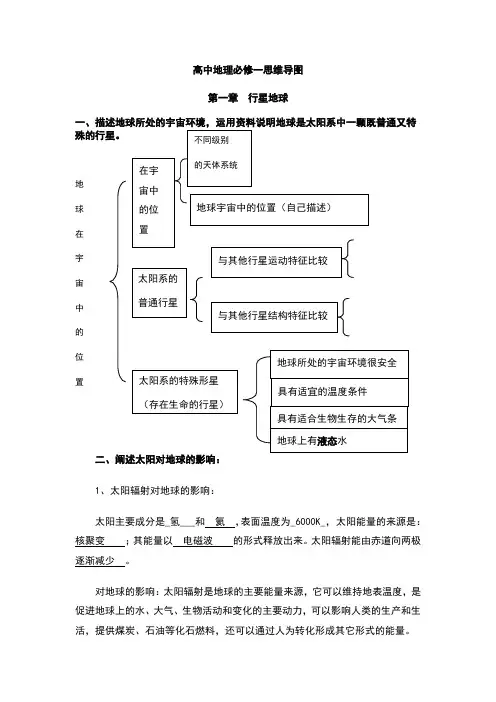 高中地理必修一思维导图