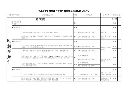 义务教育阶段学校“双语”教学评估指标体系(试行)