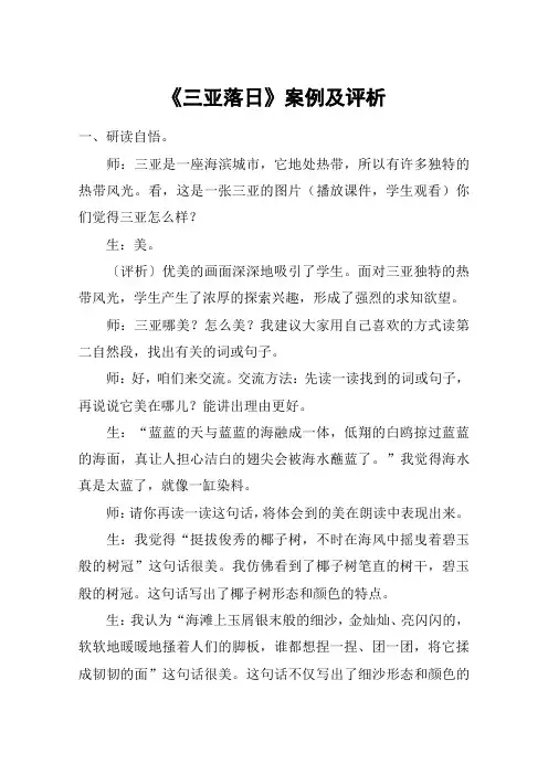《三亚落日》案例及评析_教案教学设计
