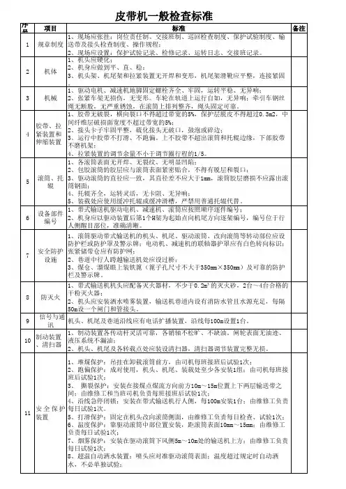 皮带机一般检查标准