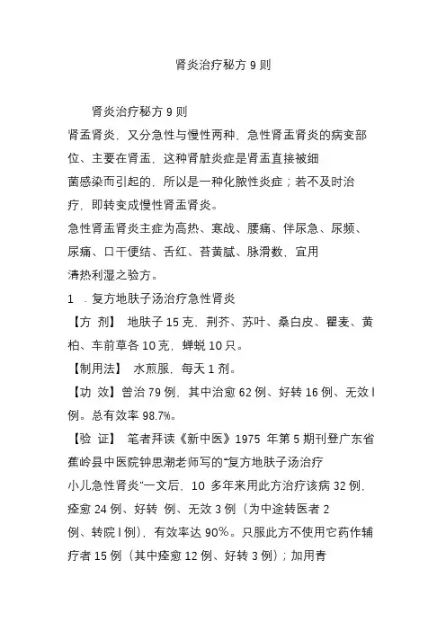 肾炎治疗秘方9则