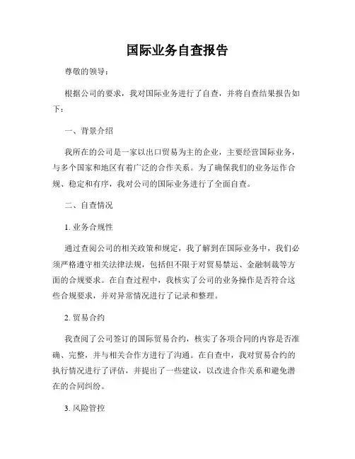 国际业务自查报告