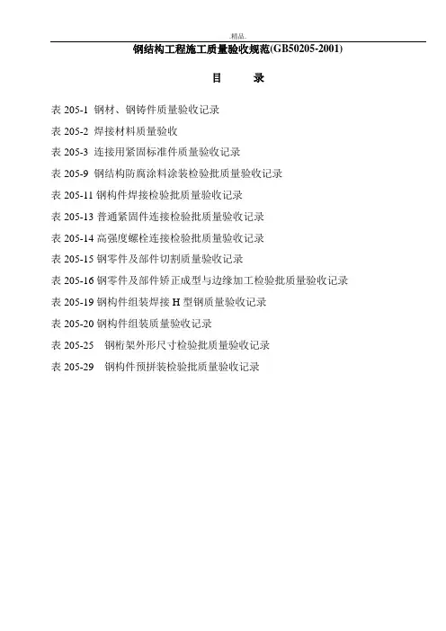 学习课件连续梁施工挂篮检验标准表格GB50205.doc
