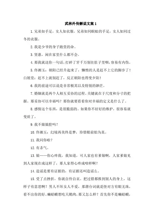 武林外传解说文案