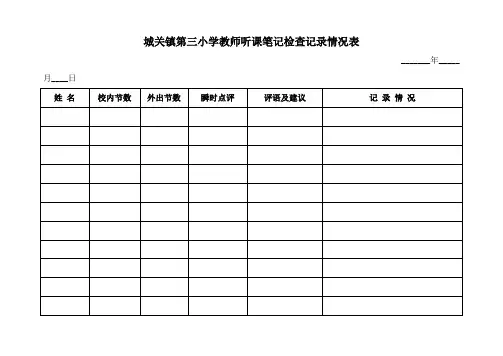 三小教师听课笔记检查记录情况表