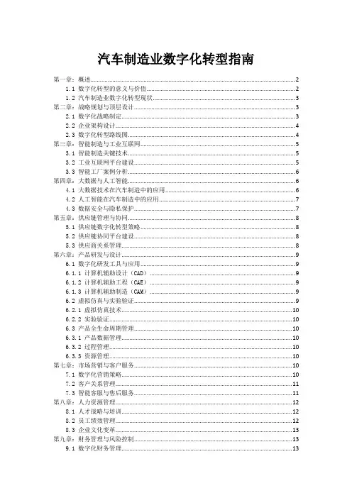 汽车制造业数字化转型指南
