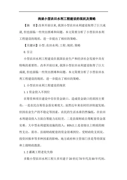 小型农田水利工程建设现状及策略论文